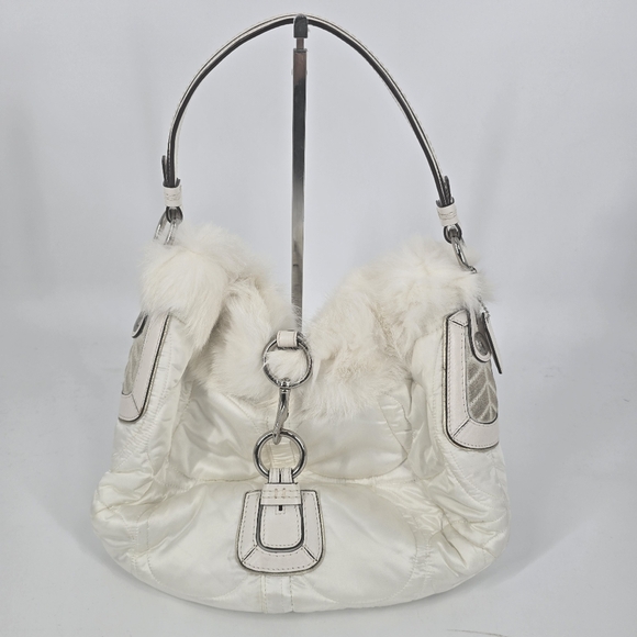Coach White Fur Trim Soho Ski Hobo Shoulder Bag - Picture 1 of 12
